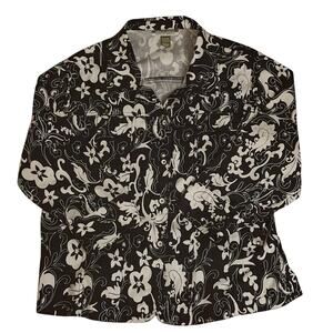 Mirror Image button up floral pattern blouse Size Large
